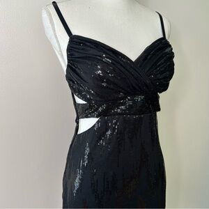 Roberta Black Vintage mini Dress Women Size Medium Sequin Disco Party Retro 80s